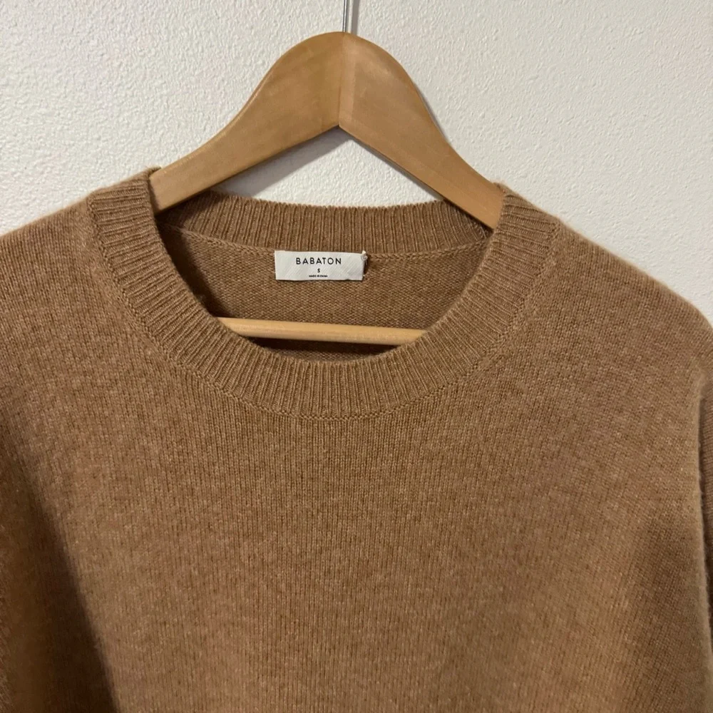 Aritzia Babaton Luxe Cashmere Toba Sweater Camel Minimalist Quiet Luxury-Small - Picture 3 of 9